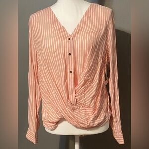 a.n.a Coral Striped Blouse